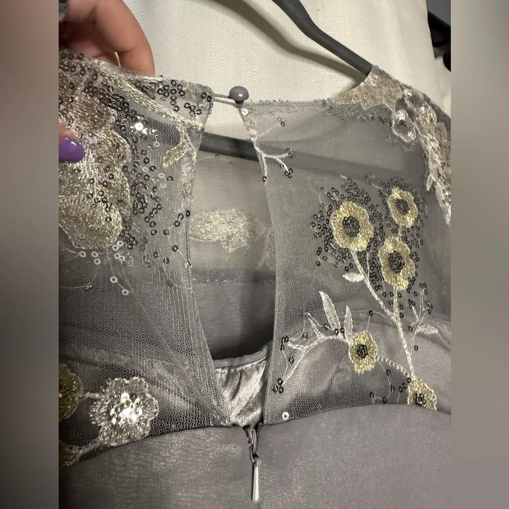 Dori Squeen Dove Grey Sequin Rhinestone Formal Dress - Picture 10 of 13